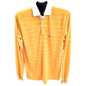 Vintage 90s Cutty Sark Polo Shirt Yellow Striped Nautical Preppy Rugby USA